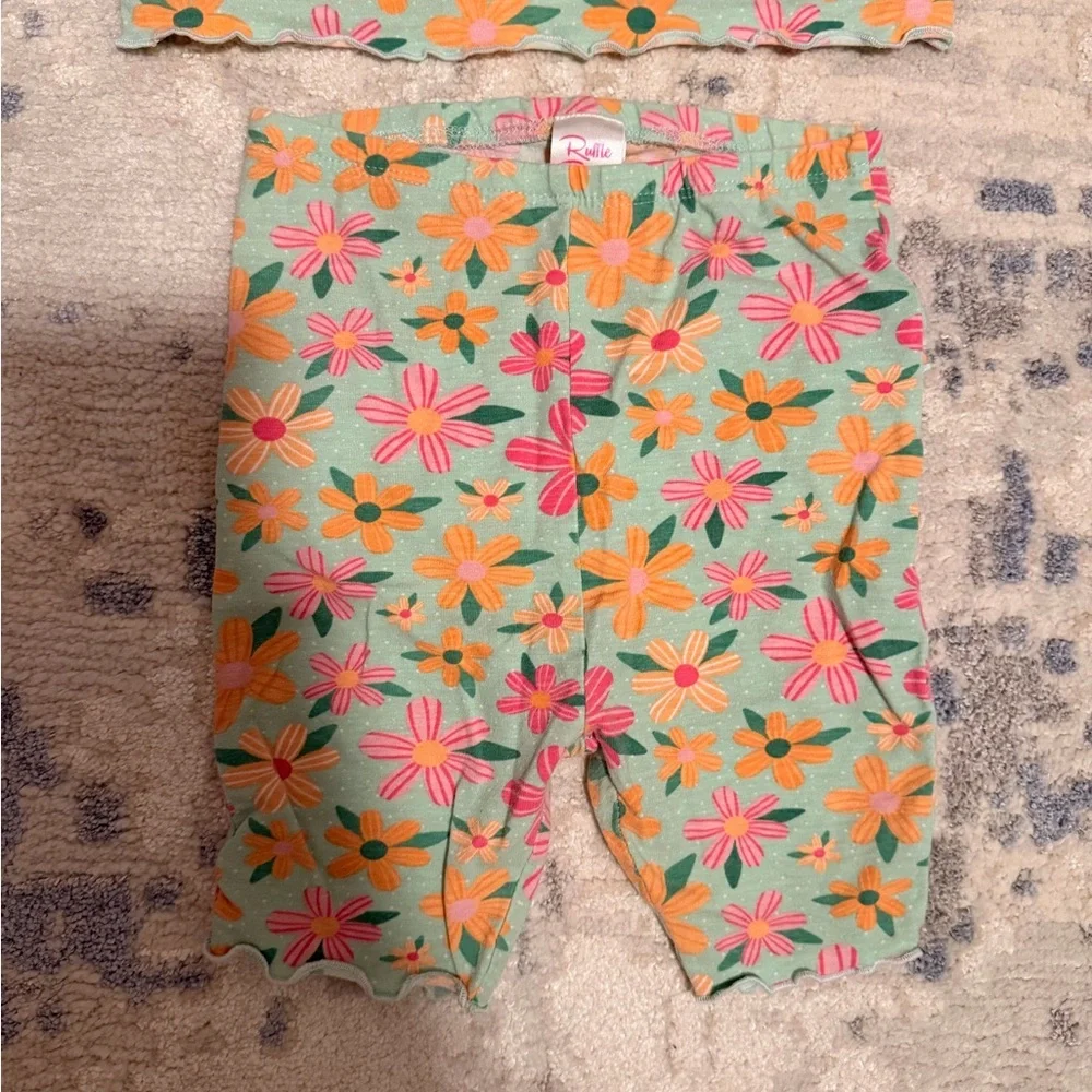 Ruffle Butts Colorful Floral Kids Pajama Set - Picture 2 of 6